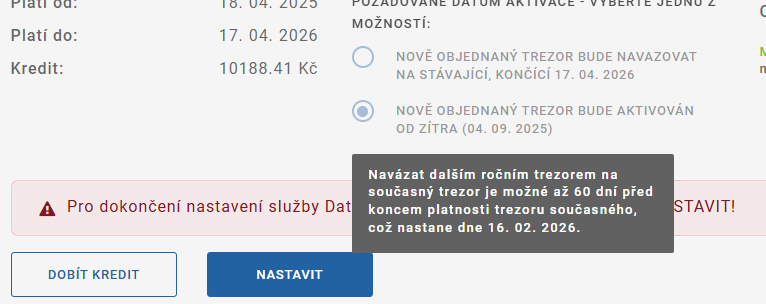 DT Kredit - navázat na stávající DT Kredit - navázat na stávající